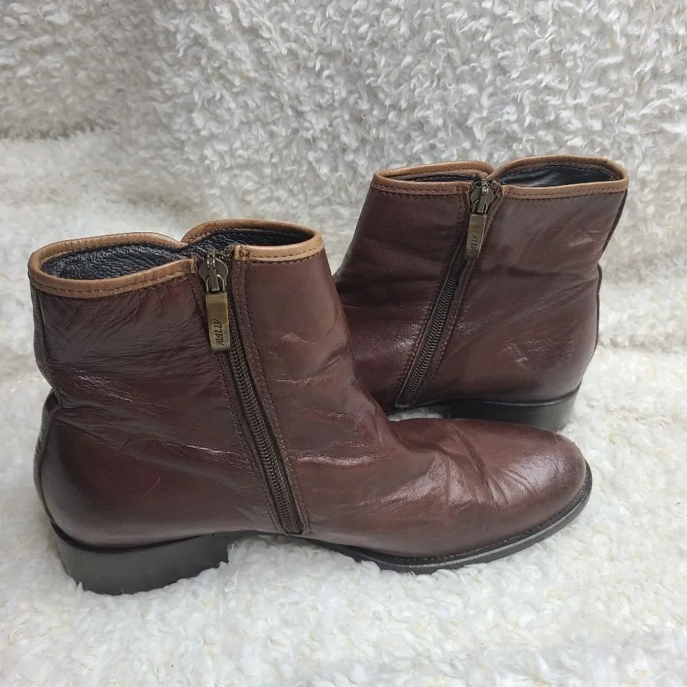 Mally Brown Leather Ankle Boots sz 40‎